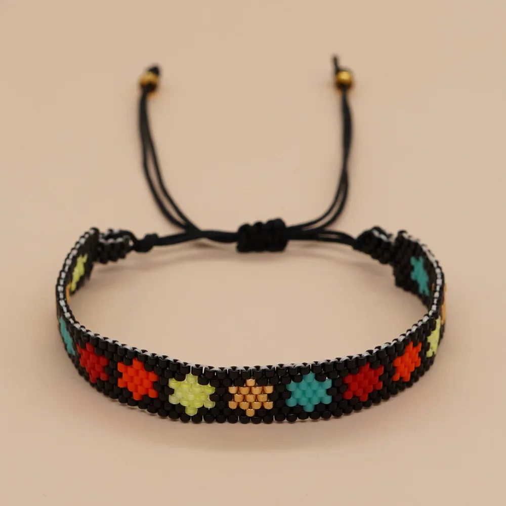 

Rice bead bracelet Hexagon Star Originality Design Gradient Bohemia Hand knitting Adjustable Fashion Female Beaded bracelet