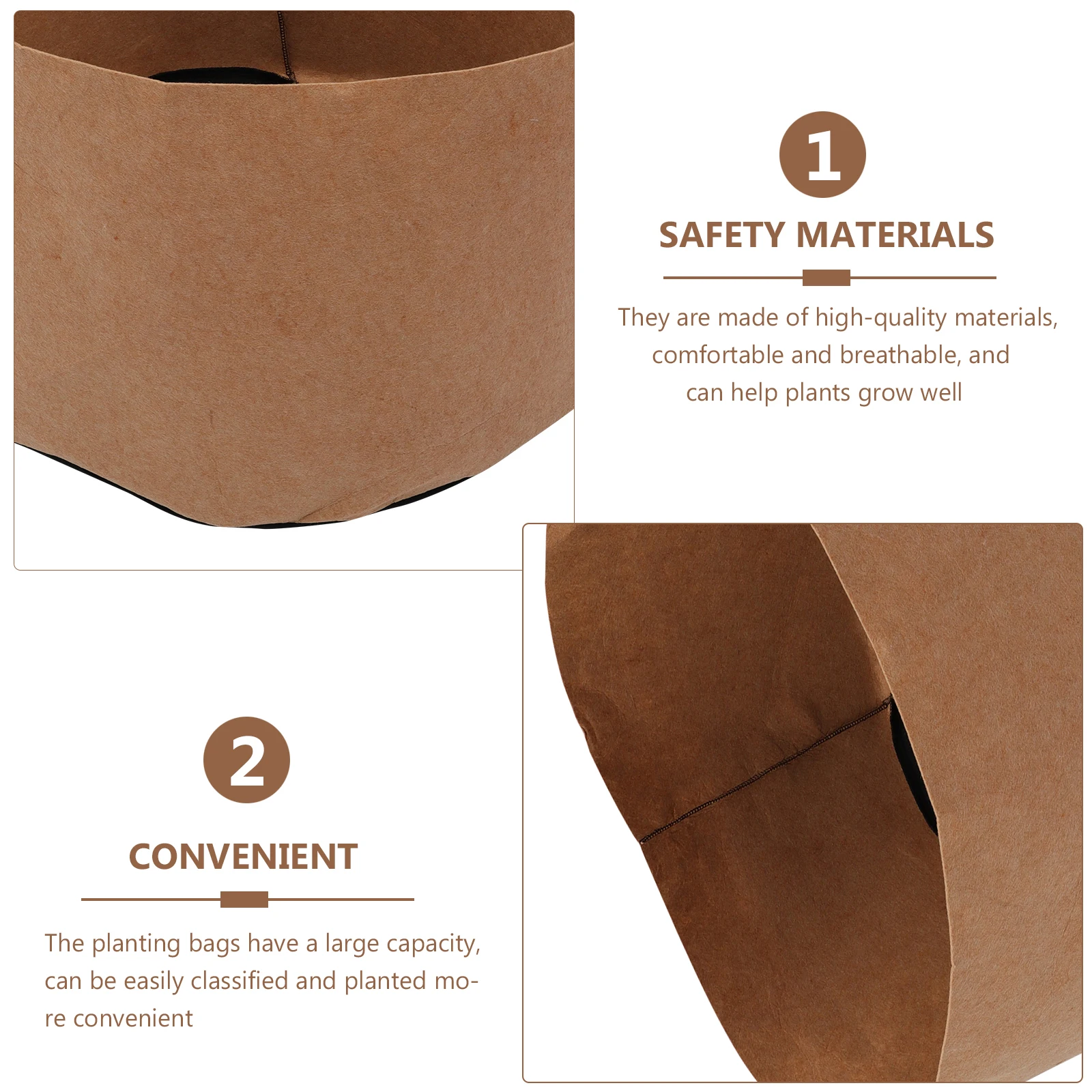 

2Pcs Gardening Planting Bags Round Bucket Style Heavy-Duty Reusable Plant Grow Pouch with Ventilation Drainage for Outdoor