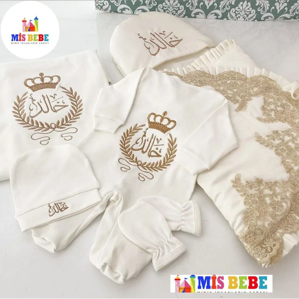 Baby Girl Boy King Queen Newborn Personalized Outfit Clothing 5-pcs Hospital Custom Fabric Antibacterial Babies Healthy Safe