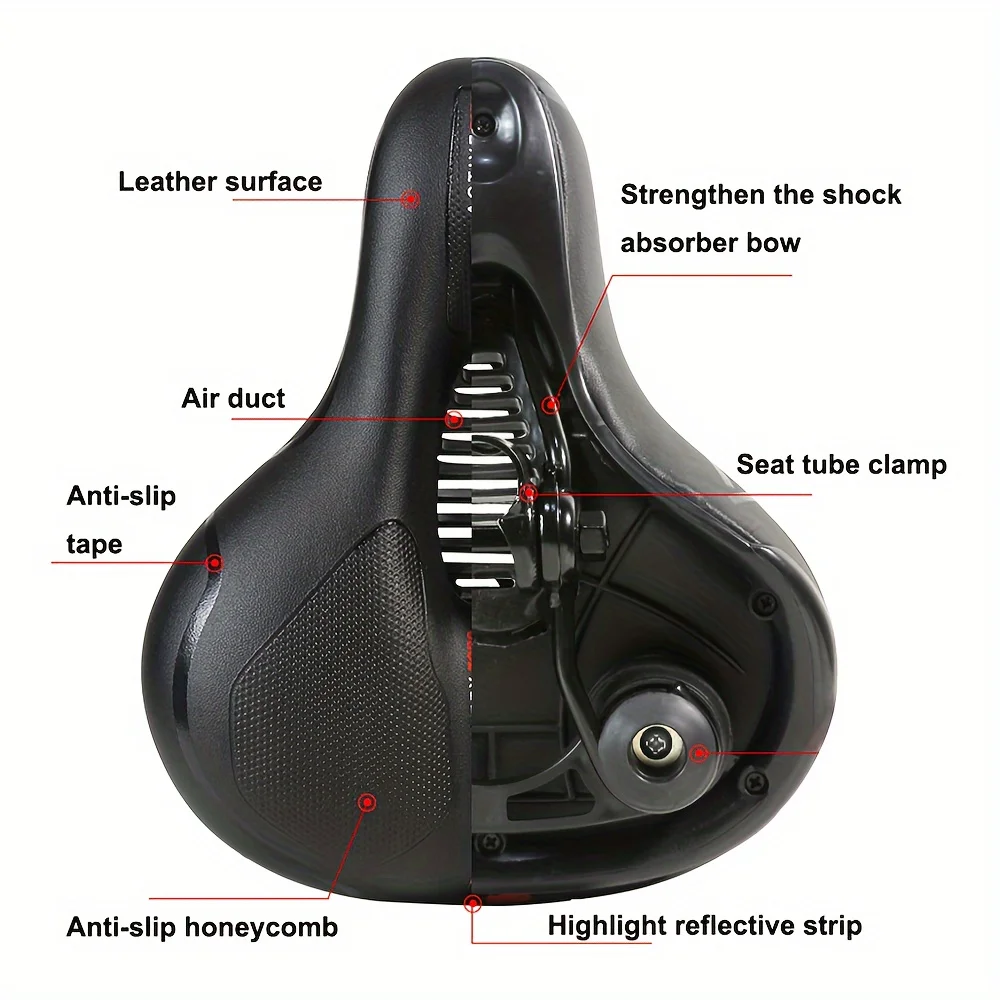 Hollow Breathable Bicycle Saddle Men Women MTB Road Bike Saddle Shock Absorbing Comfortable Big Butt Bike Seat Safety Warning image 3