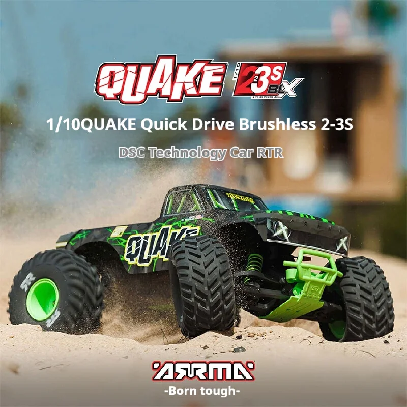 Arrma 1/10 Quake Afstandsbediening Elektrische achterwielaandrijving Borstelloos 2-3s Dsc Simulatie Terreinklimvoertuig Model Speelgoed Cadeau