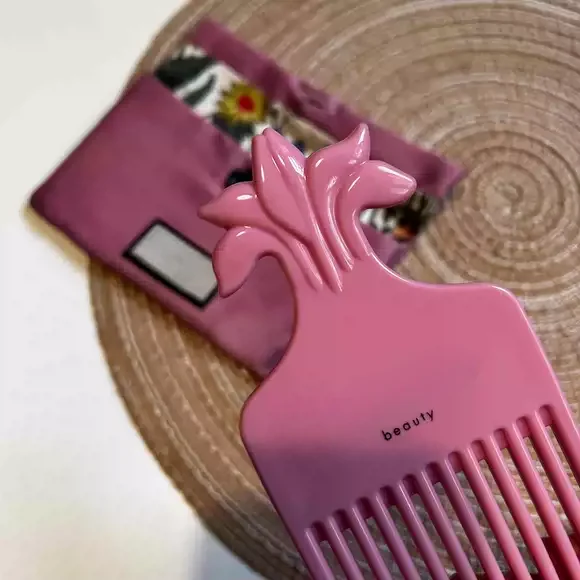 Pink Exquisite Hair Combs Gardenia series Flower carving comb with Storage Bag Travel Portable Women\'s Hair Brush Styling Tool