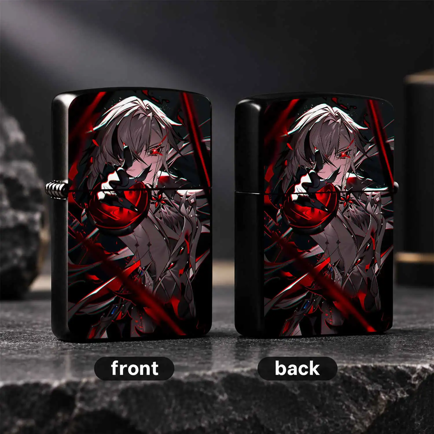 Anime Arlecchino Themed Portable Lighter, Stylish Dark Red Visual Creative Decor, Trendy Genshin Impact Game Peripheral, Sleek Cool Design For Daily Use, Gifting Collection For Anime Enthusiasts A Humorous And Interesting Lighter