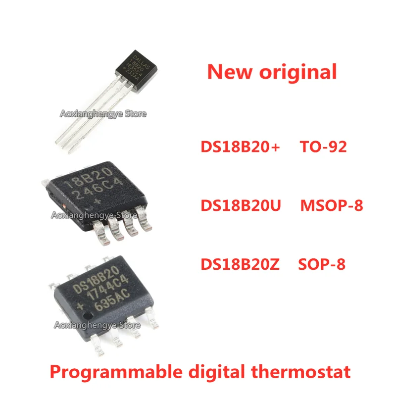 5PCS DS18B20+ TO-92 DS18B20U MSOP-8 DS18B20Z SOP-8 Programmable digital thermostat Temperature sensor
