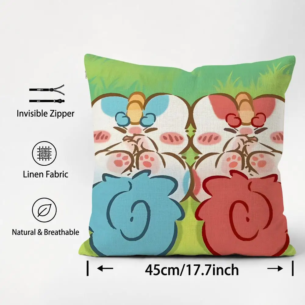 Character Fabulous Beasts You Shou Yan Cushion Cover Cushion Covers Natural Linen Breathable Sofa Bedroom Decor Pillowcase