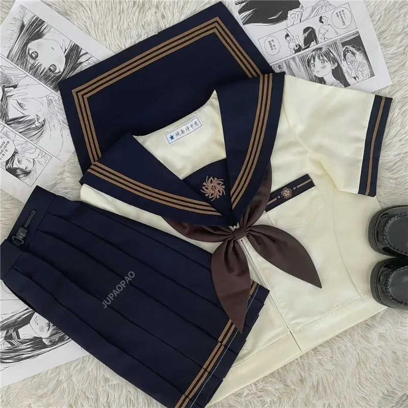 اليابانية طالبة زي مدرسي Ins نمط فستان تأثيري حلي انمي ياباني فتاة النساء بحار مطوي تنورة مجموعة