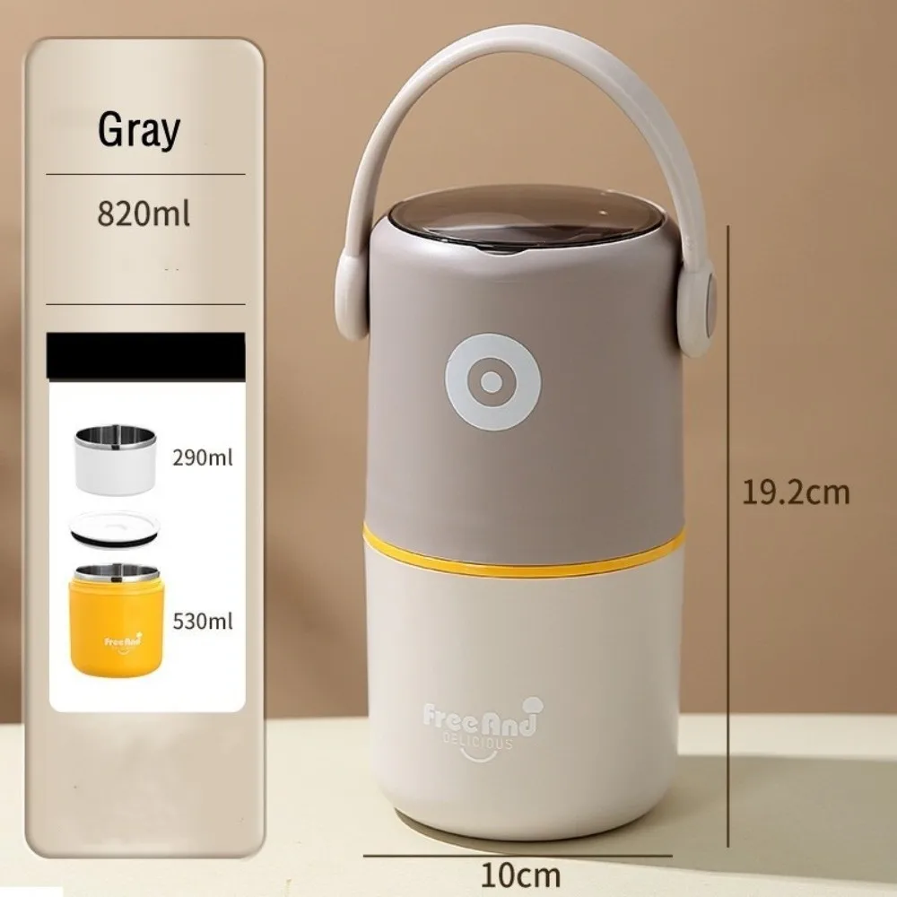 

580ml/820ml Thermal Lunch Box Stainless Steel Double Layer Insulated Bento Box Leak-Proof Sealed Food Soup Container