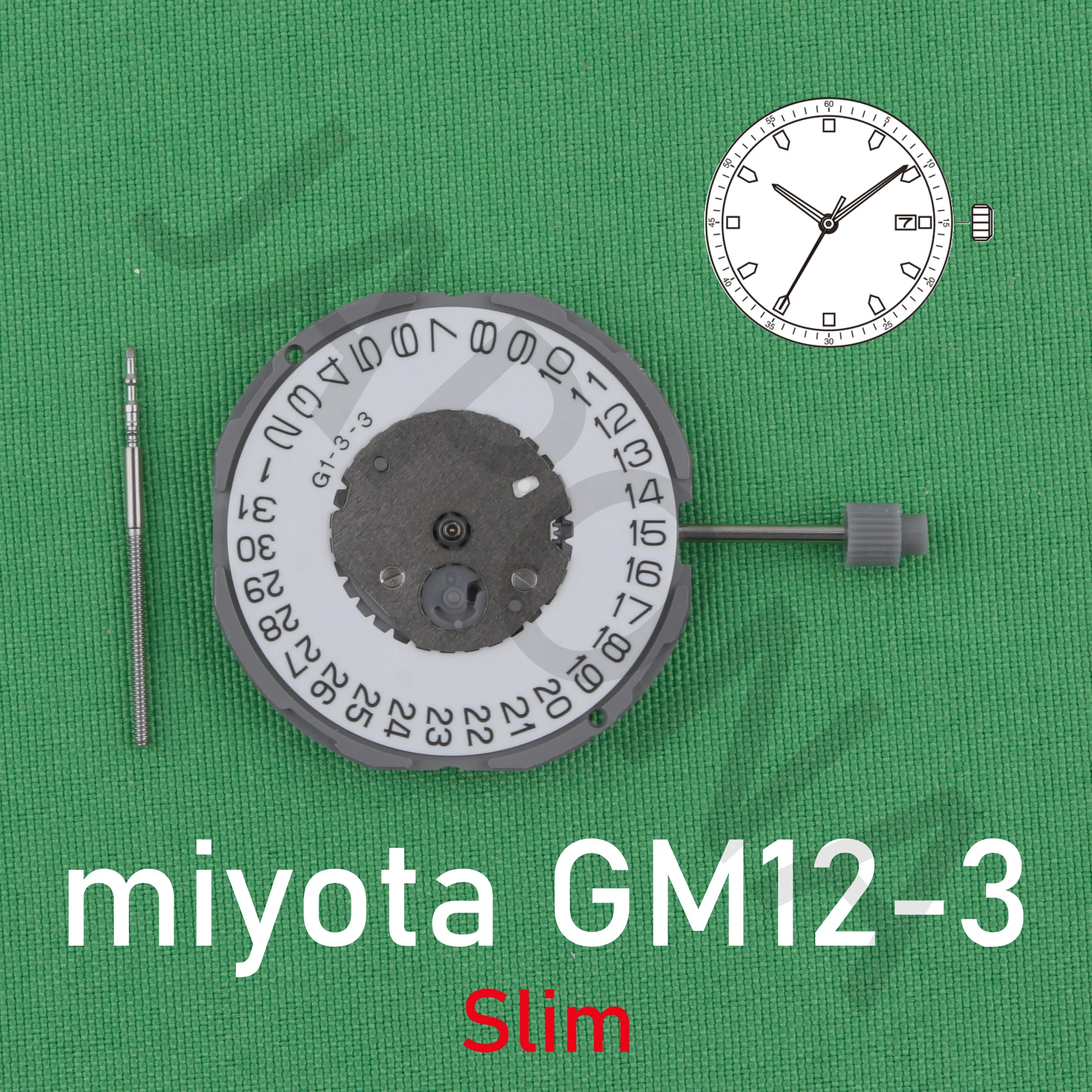 GM12 movement miyota GM12-3 movement japan movement Slim movement Slim  3 Hands Date