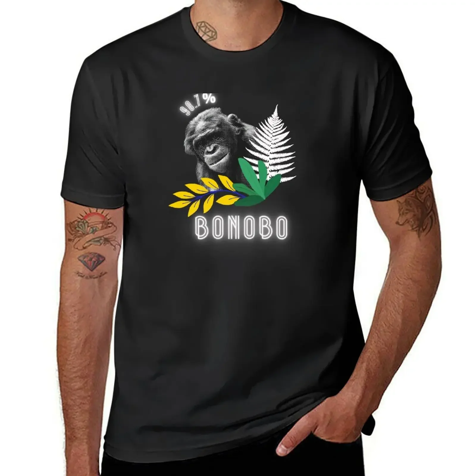 bonobo 98.7% with colorful plants T-Shirt plain designer shirts men workout shirt