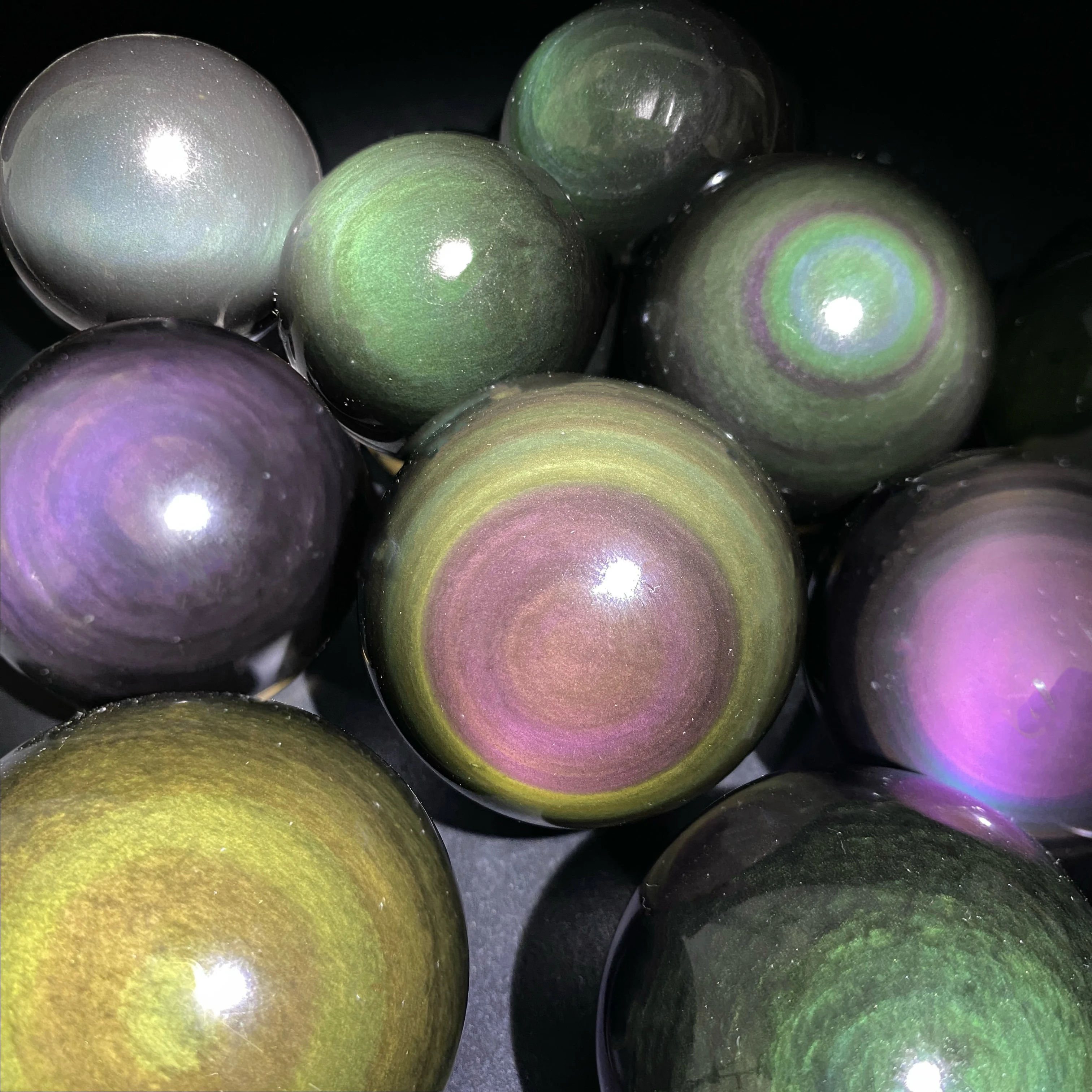

1pc Elegant Natural Colorful Obsidian Ball Ornaments,Unique Crystal Ornaments,Creative Home Office Decoration,Perfect Gift