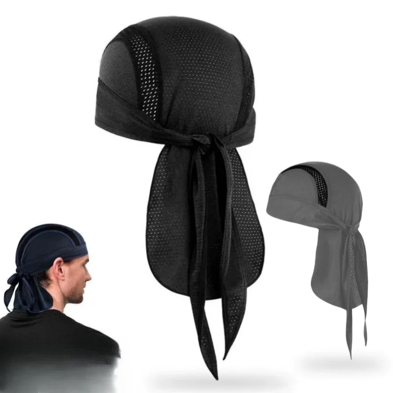 Men's Headscarf Handkerchief Head Outdoor Durags Pirate Hat Motorcycle Helmet Lining Breathable Quick-drying Sport Caps