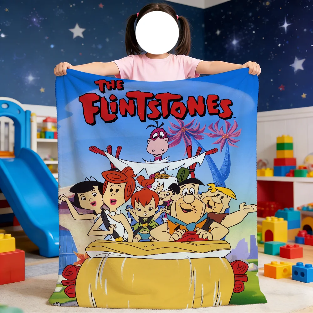 

Мягкий плед с забавным мультяшным принтом F-Флинтстоуны для пикника, кровати, дивана, дома, спальни, уютный, теплый и комфортный