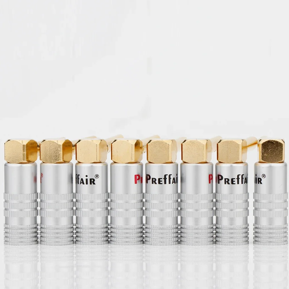 

Preffair BA1428 24K Gold Plated Right Angle Serrated Banana Plug for Audio Amplifier Cable Banana Connector