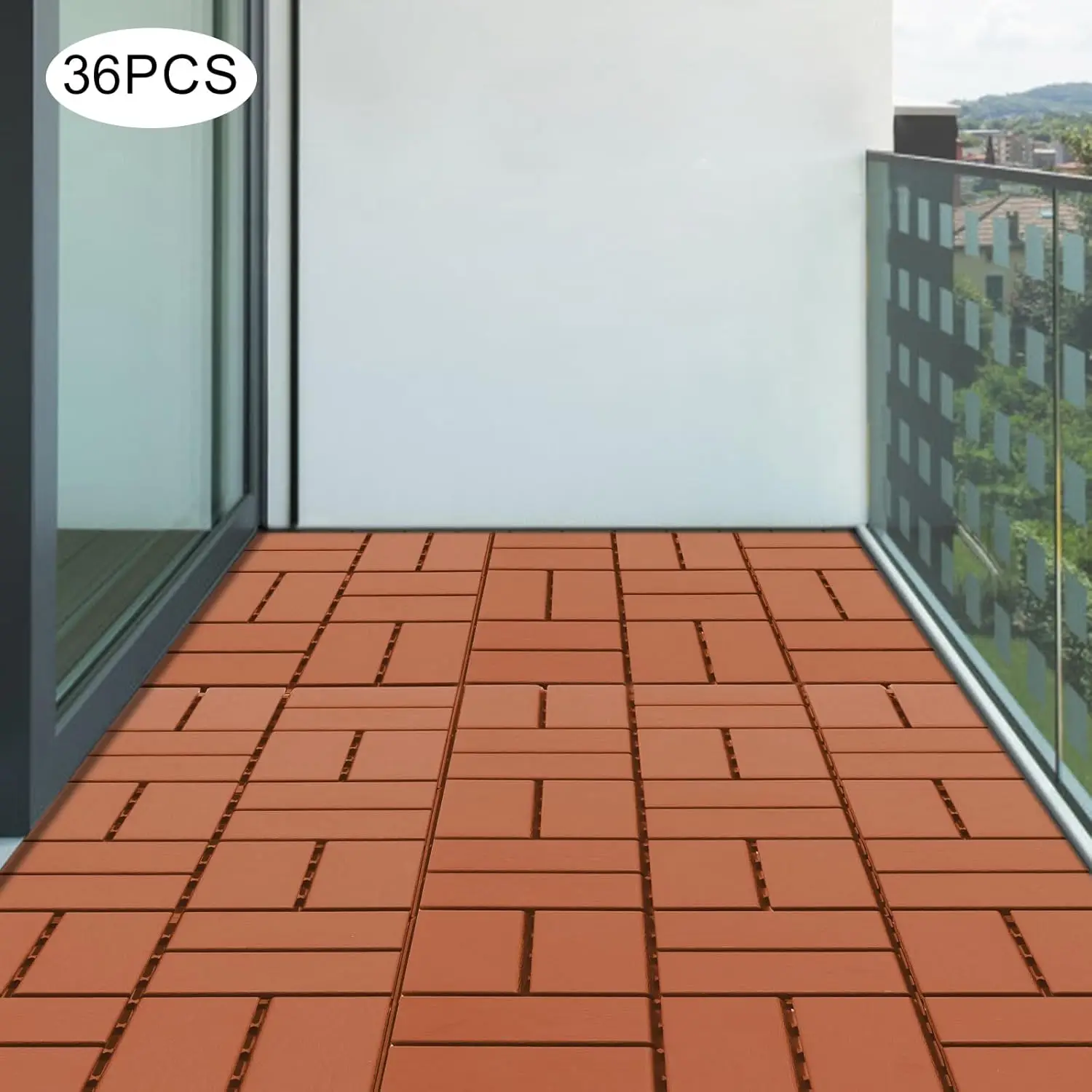 Plastic Interlocking Deck Tiles, Outdoor Patio Flooring, 12