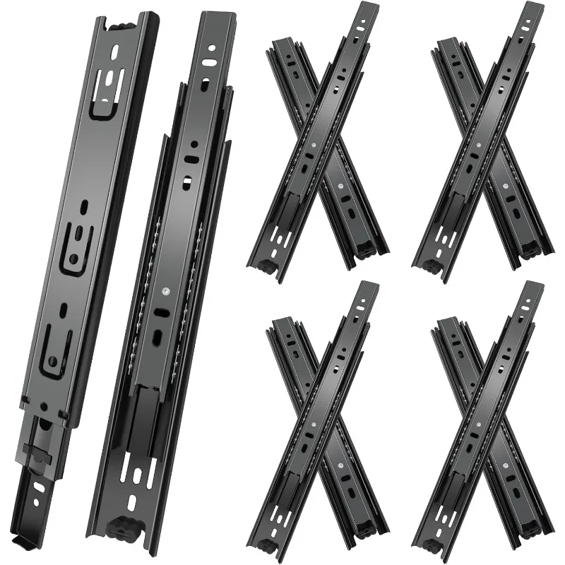 1Pair 8-22Inch Drawer Slide Wide 45 Three-section Ultra-narrow Ball Slide Steel Cabinet Two Way Chute Rail Drawer Track