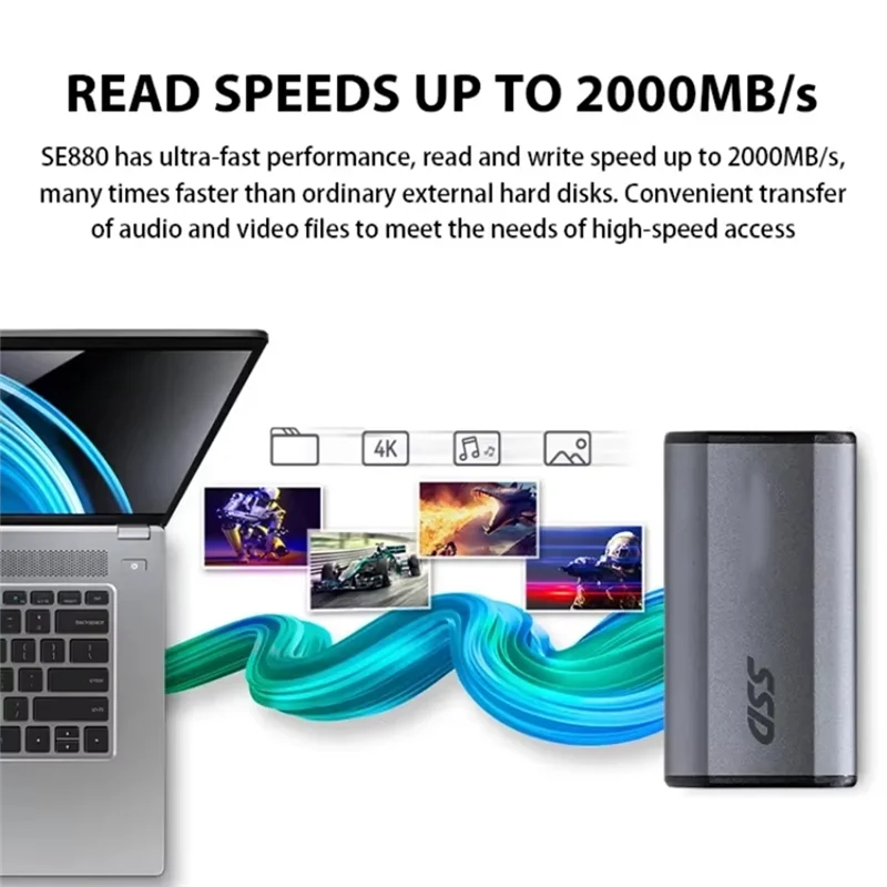 Upgraded Elite SE880 USB 3.2 Gen2 X2 Type-C External SSD 1TB Portable Solid State Drive PSSD Hard Disk For PC Laptop