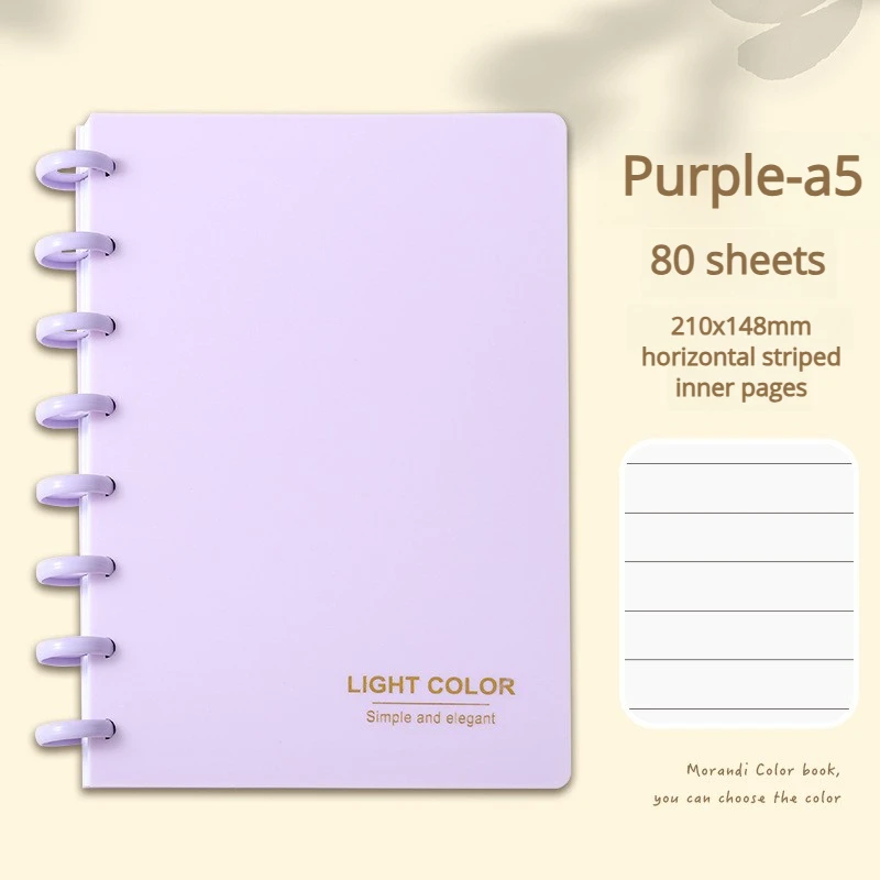 1er-Pack A5/B5 Minimalistisches, tragbares, abnehmbares Notizbuch mit Pilzklammer, ringgebundenes Notizbuch / Arbeit / Lernen / Tagebuch – Detail 9