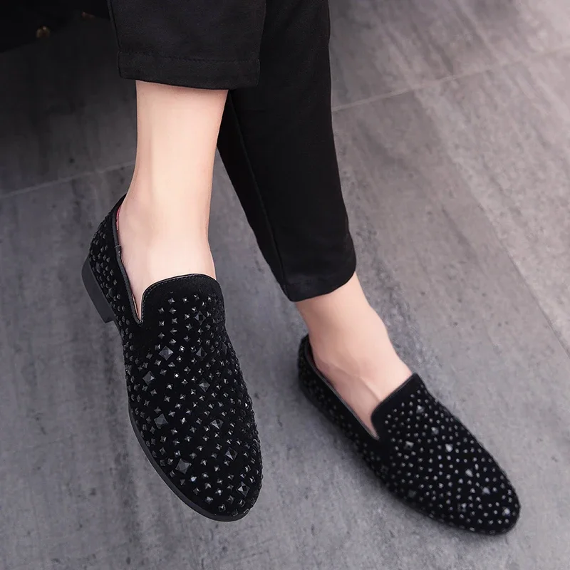 Men Loafers  Leather Shoes For Man slip on Dress Shoes Elegant Shoe Fashion Men\'s Flats club party shoes men Zapatos Hombre