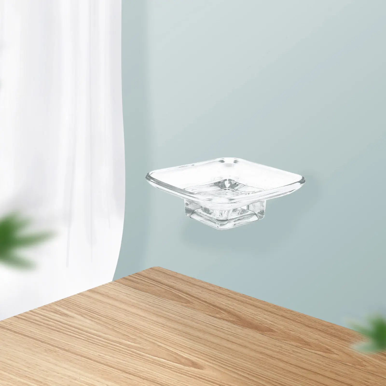 Sleek Glass Soap Dish with Drain Tray Easy Install Removable Soap Holder for Bathroom Hotel Kitchen Vanity Counter Decor