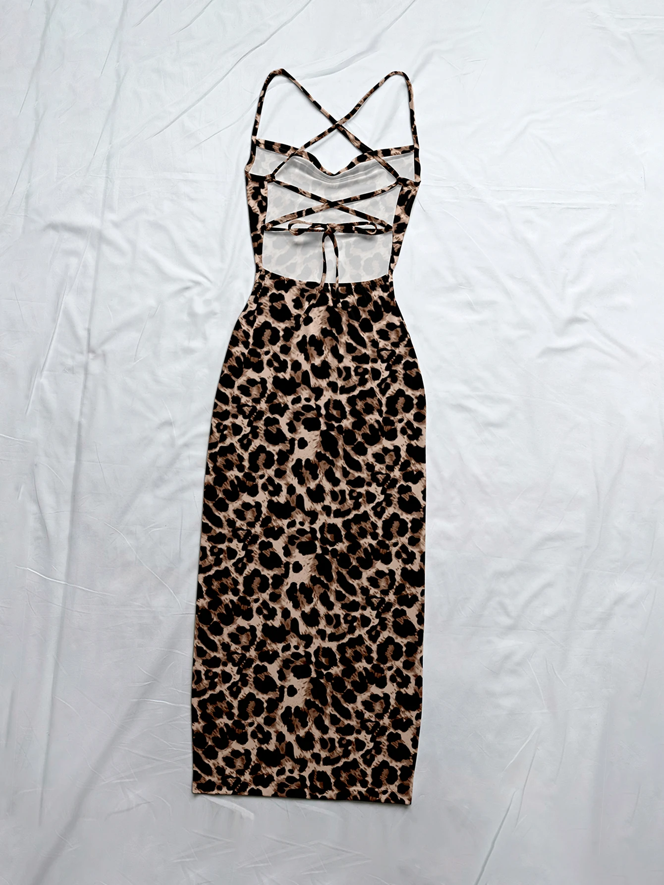 Feste sexy da donna Vacanze serate Stampa leopardata con spalle scoperte Maxi elastico in poliestere spandex Abito nero/marrone