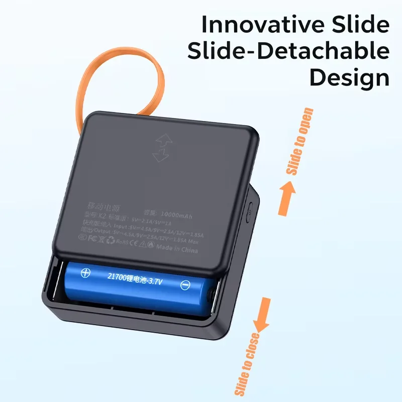 KEBIDUMEI 22.5W Szybka Ładowarka Power Bank Bezprzewodowa Obudowa na Baterie 2x21700 Bez Lutowania DIY USB Typ C PD3.0 z Kablem do Ładowania — zdjęcie produktu 3