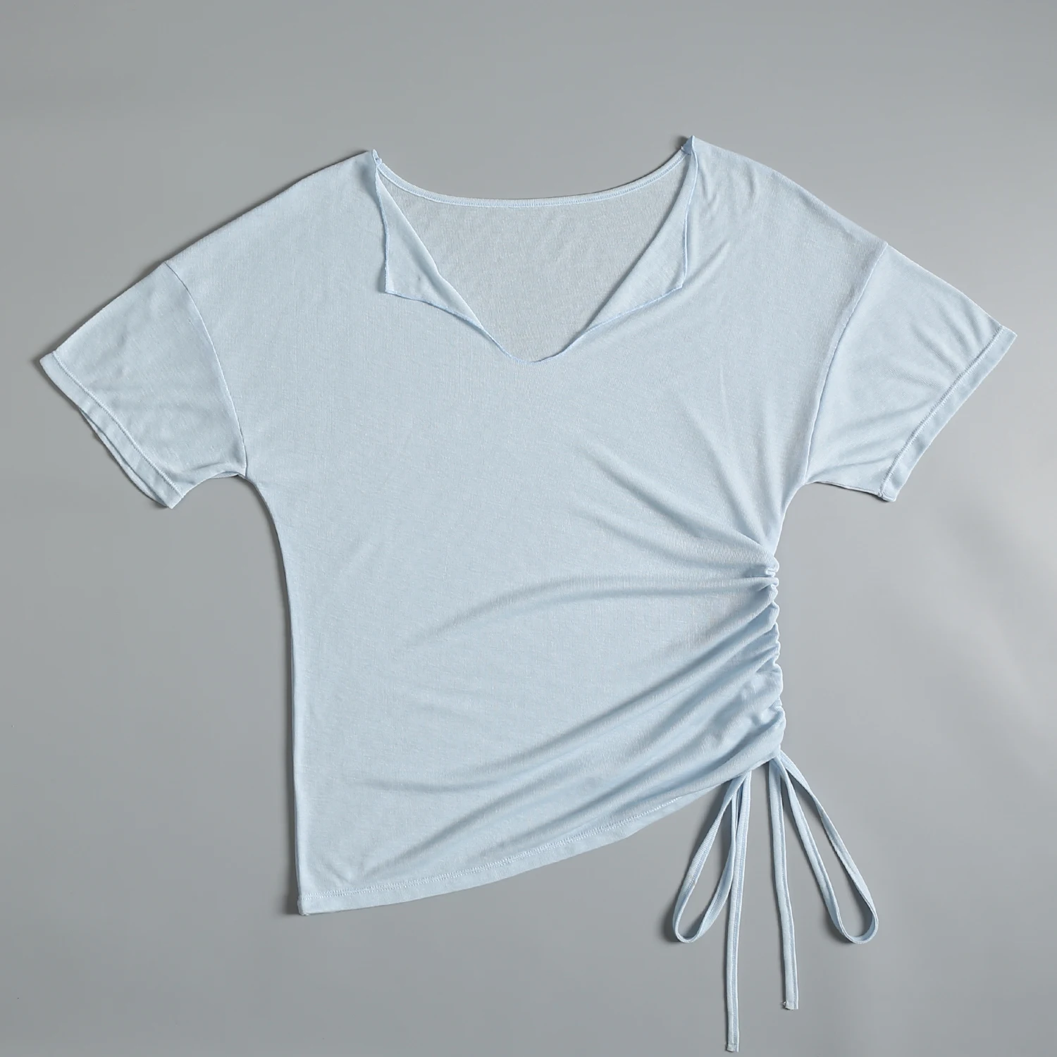 Loose Breathable Quick Dry Short Sleeve Sportswear Women Summer Fitness Training Yoga Clothes V Neck Polyester Rayon Fiber
