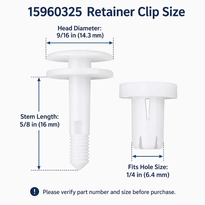 50pcs Car Door Trim Panel Retainer Clips Replacement for GMC Truck Chevrolet Nylon Bumper Fastener Rivet Clips 15960325