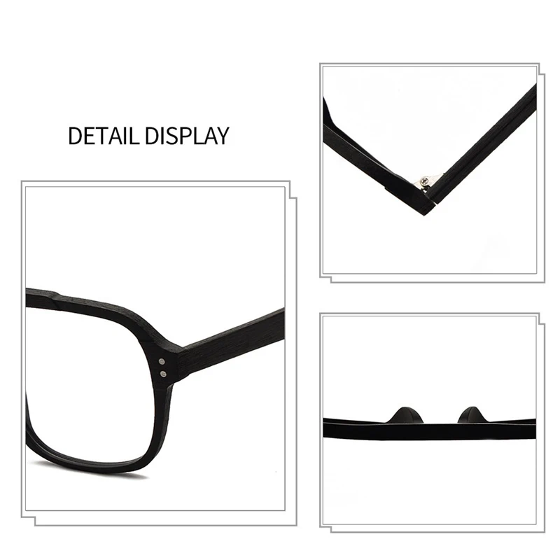 Men's Eyeglasses Frame Oversized Wood Optical Glasses Frame Men Square Retro Eye Glasses Frames Myopia Prescription Frames Lens