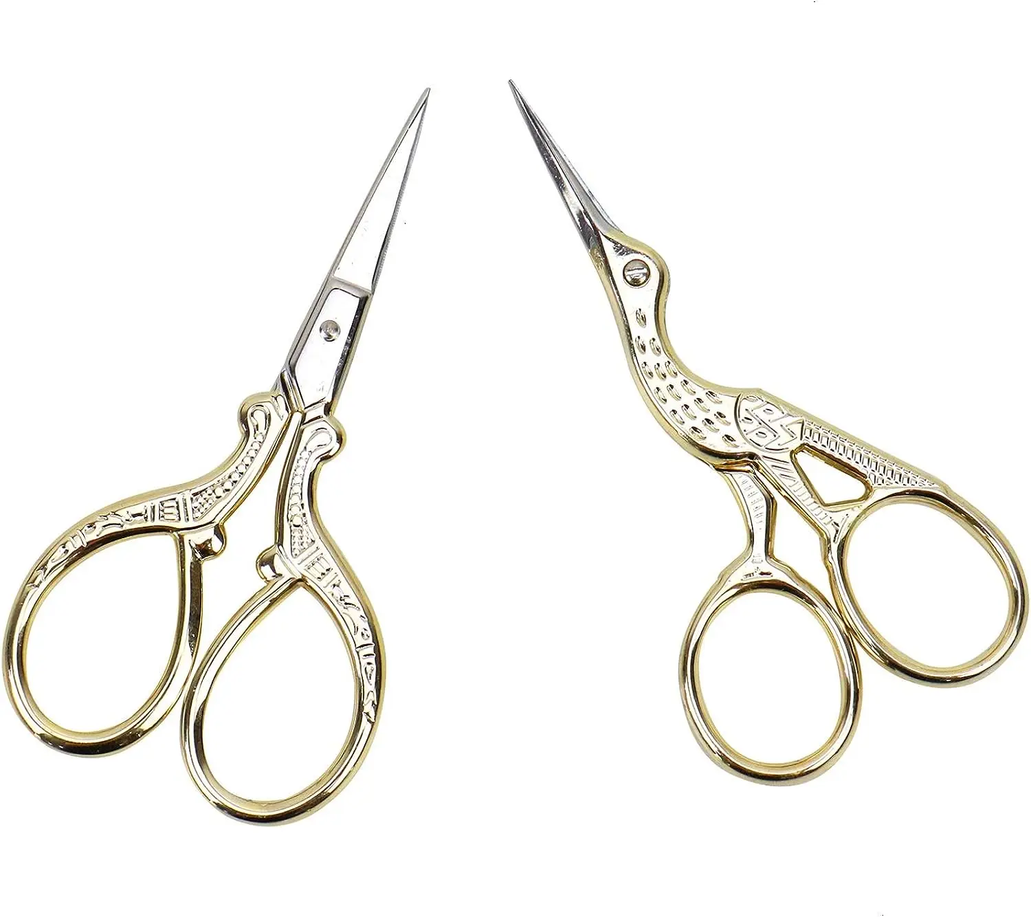 Embroidery Scissors Vintage 2 Pcs Stainless Steel Stork Scissors Small Sewing Scissors Sharp 3.6 Inches Crochet Scissors for art