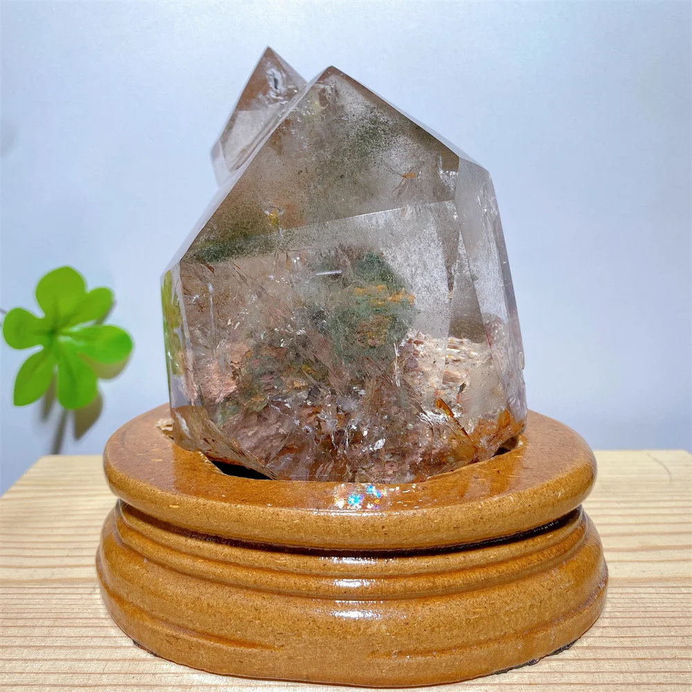 Healing Natural Brazil Crystal Rainbow Garden Quartz Large Tower Raw Stone Specimen Give Base Mineral Energy Home Decorations