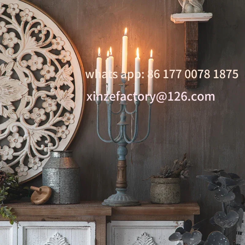 French Retro Candlestick Ornament American Country Foreign Trade Candle Fireplace Vintage Candlestick Pedestal Baroque