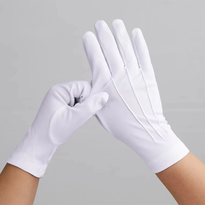 1pair White Formal Gloves Breathable Anti-slip Gloves Guard Parade Inspection Gloves Multi-use Ceremonial Mittens Supplies