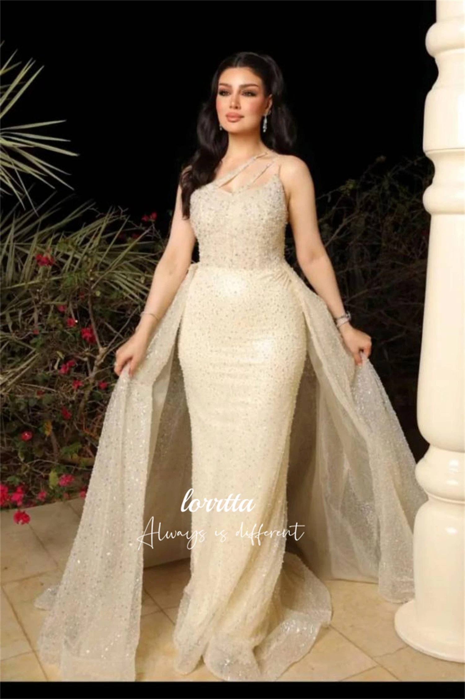 

Lorrtta Champagne Evening Dress Bead Embroidery Fabric Fishtail Cut Luxurious Ball Gowns Robe Soiree De Luxe 2024 Customized