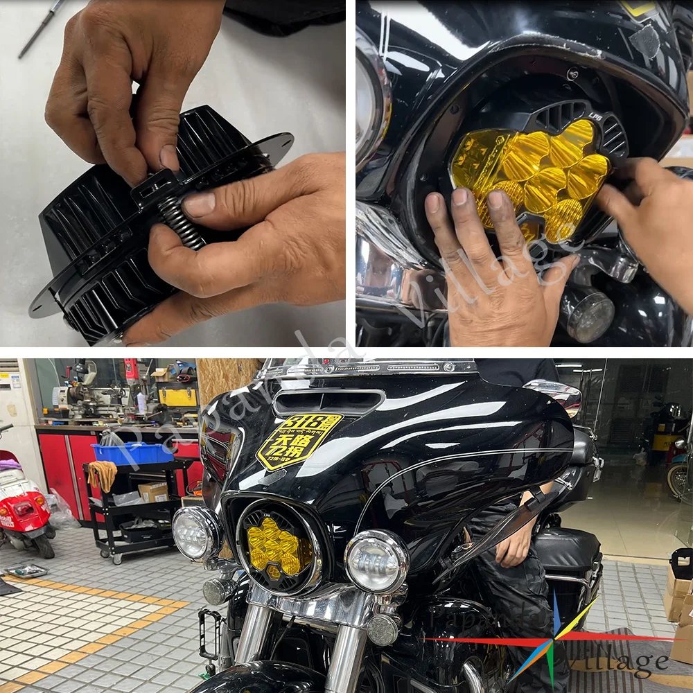 Motorbike 7 Inch Round Headlamp Mounting Bracket For Baja LP6 Headlight For Harley Touring Road King Street Glide FLHR Ultra 99- view 6