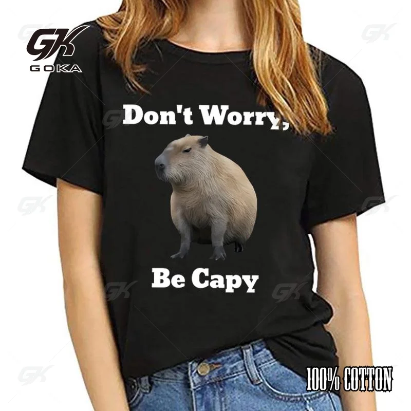 Capybara Don'T Worry Be Capy Printing T-Shirt Fashion Unisex Short Sleeve Summer Cool Hip Hop Top Tee