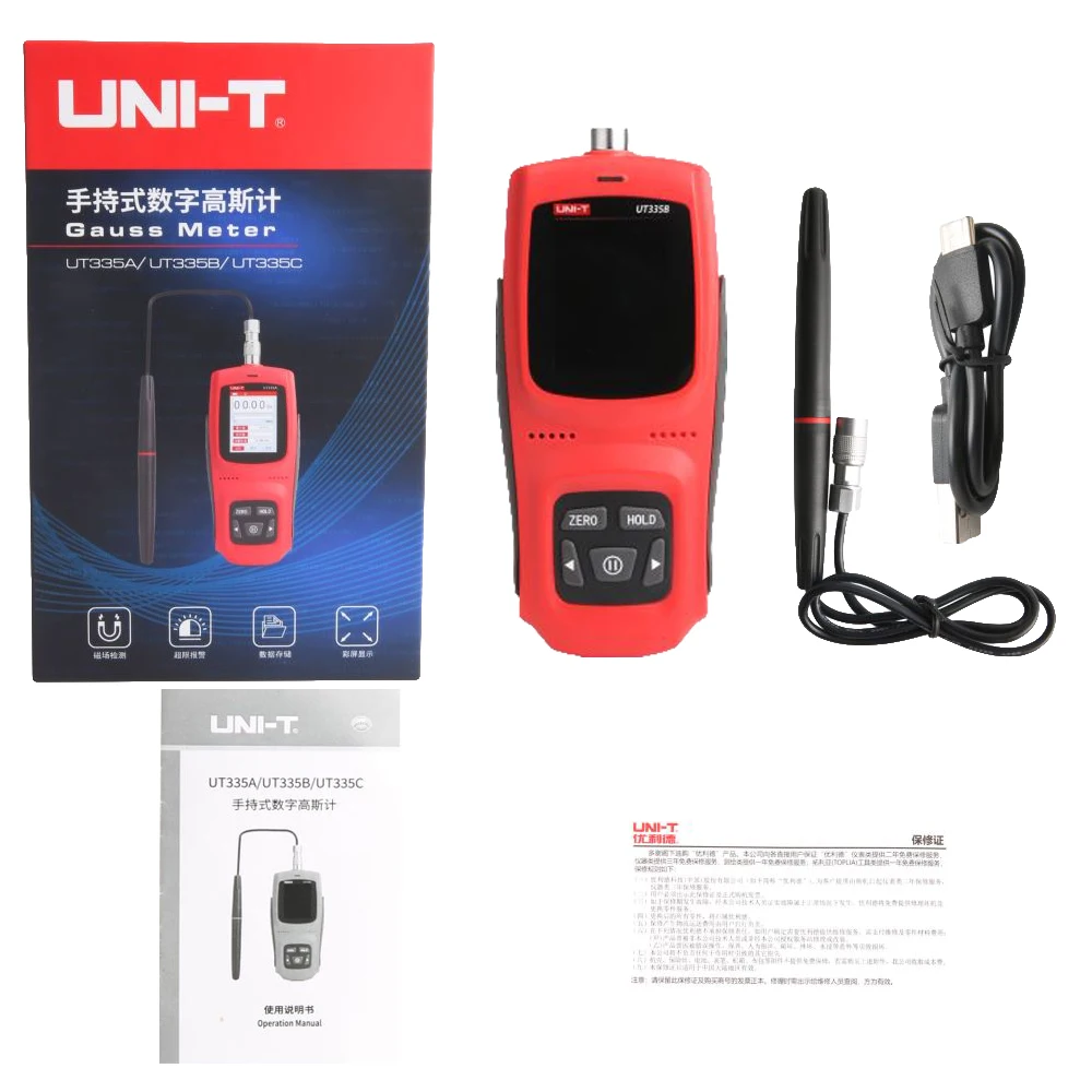 UNI-T UT335C Permanent Magnet Gauss Meter Handheld Digital Tesla Meter Magnetic Flux Meter Surface Magnetic Field 1% Accuracy