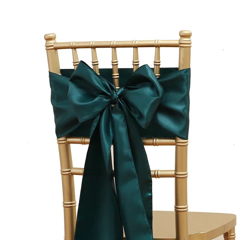 24PCS Luxury Satin Chair Bow Sashes Wholesale Soft Universal Chair Sashes Birthday Party Wedding Hotel Banquet Home Decorations