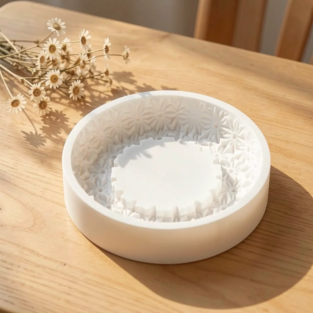 Resin Craft Workshop - Round Ashtray Mold Round Floral Base
