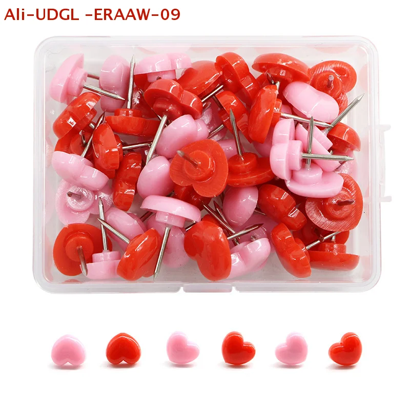 

Colorful Love Heart Shape Push Pins for School Stationery and Office Supplies