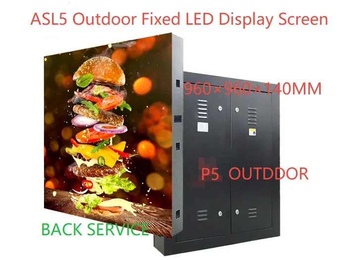 110/220VAC 50/60Hz Switch ASL5 Outdoor Fixed LED Display Screen 960x960x140MM Back Service IP65 1920HZ 36864Pixels