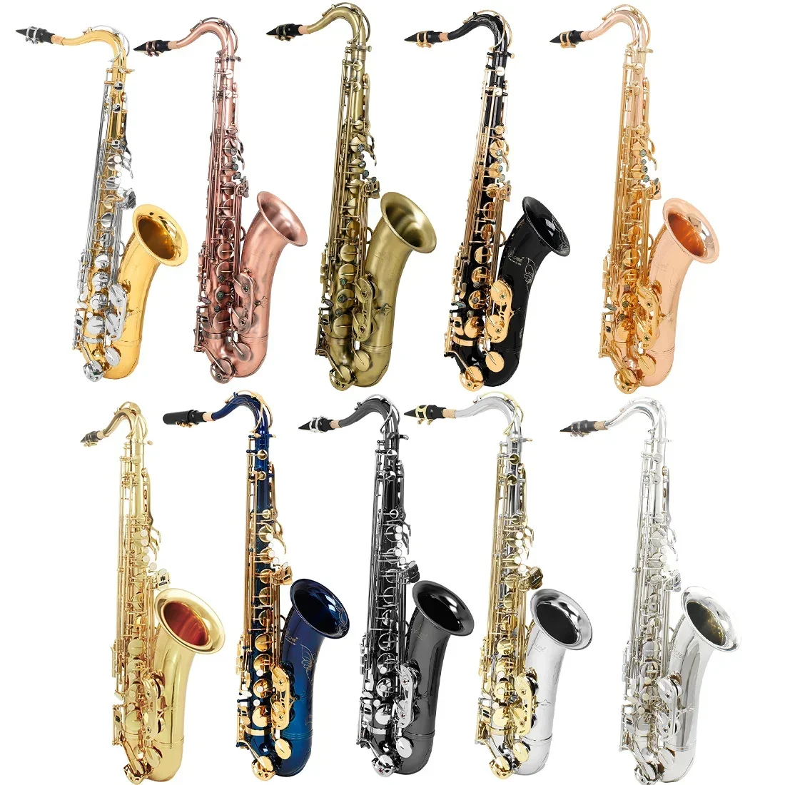 

SLADE Tenor Saxophone Professiona Brass Gold Silver Nickel Plating Classic Tenor Saxophone Bb Adjustment Sax with Accessories