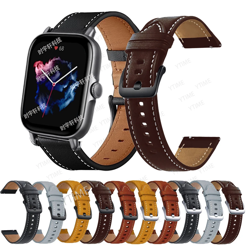 20mm Strap For Amazfit Active/GTS 4 Mini/GTS 3/GTS 2/GTS 2E Leather Band Bracelet For Amazfit GTR 42mm/Mini Watchband Wristband