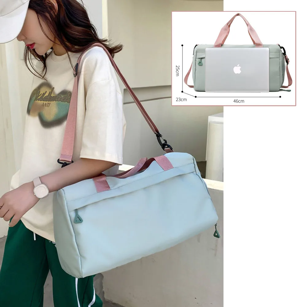 Nylon Duffel Bag Travel Training Bag Gym Bag Woman with Dry Wet Separation and Shoes Box