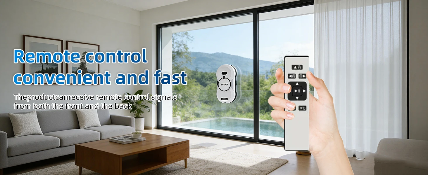 DIVEDEER Fensterputzroboter, bürstenloser Motor, großes Saugspray, elektrischer Anti-Fall-Staubsauger mit Fernbedienung – Detail 3