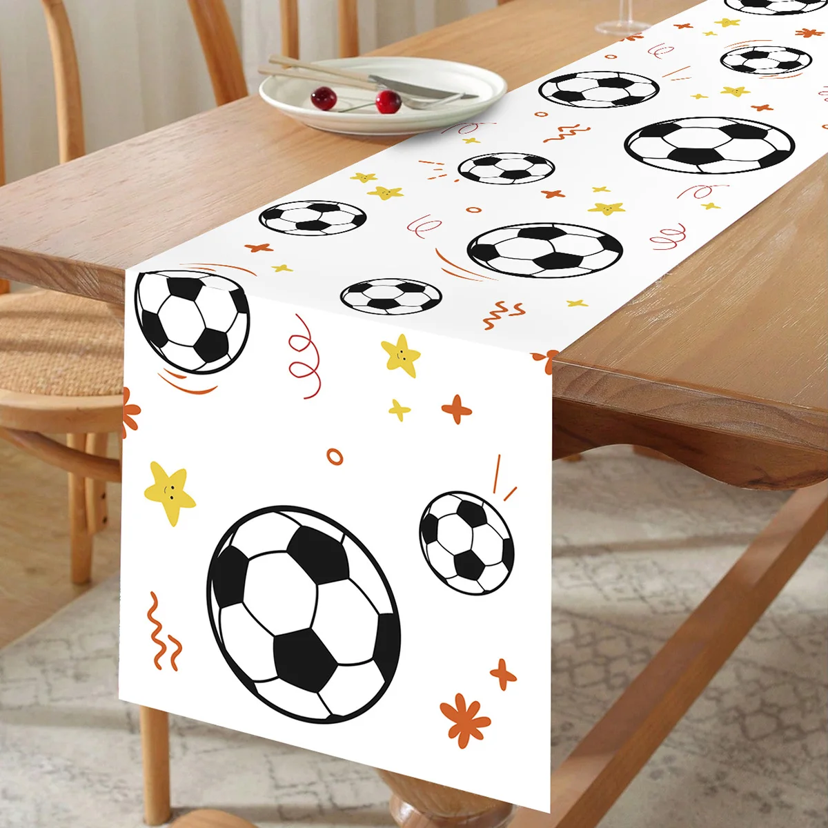 180x35cm Football Party Table Runner Table Decor Soccer Birthday Decor Sports Theme Party Table Runner Cover Holiday Party Decor