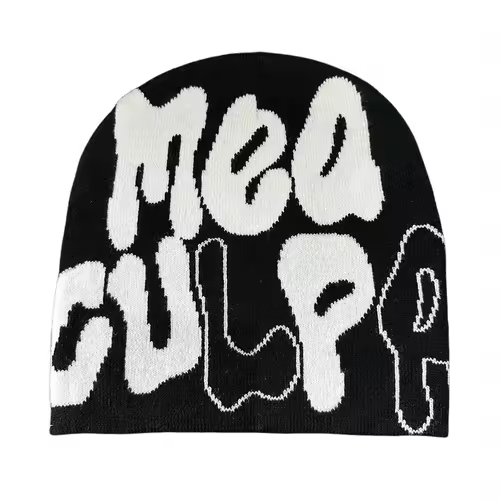 Mea Culpa Knitting Beanies Hat For Women Men Couple Y2K What's In Fashion Bonnet Kpop Wool Skullies Hoods Lady Caps Gorro шапка - Image 6