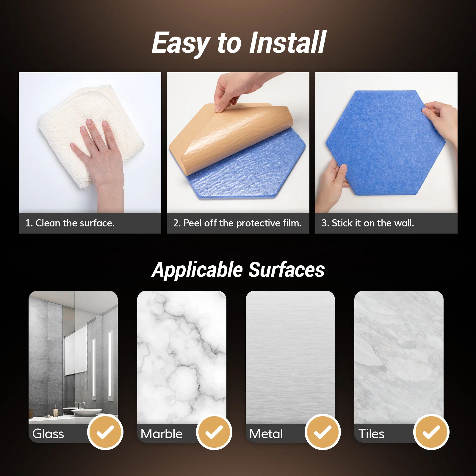 Sechseckige Akustikplatten, 12" x 10" x 0,4" hochdichte Schallschutzplatten, schalldämmende Isolierbehandlungsschaumplatte