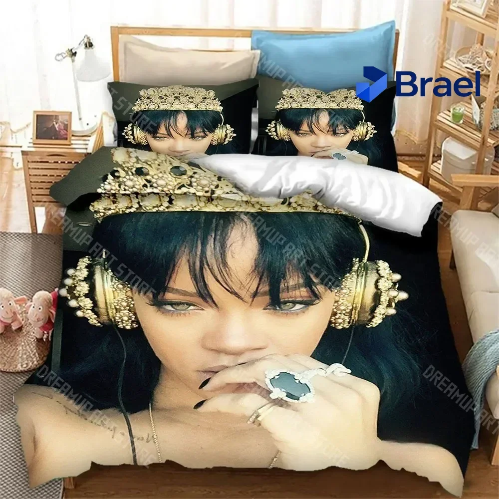 Exquisite 3D Print R-Rihanna Bedding Set Boys Girls Twin Queen King Size Duvet Cover Pillowcase Bed Boys Adult Bedroom Home Text