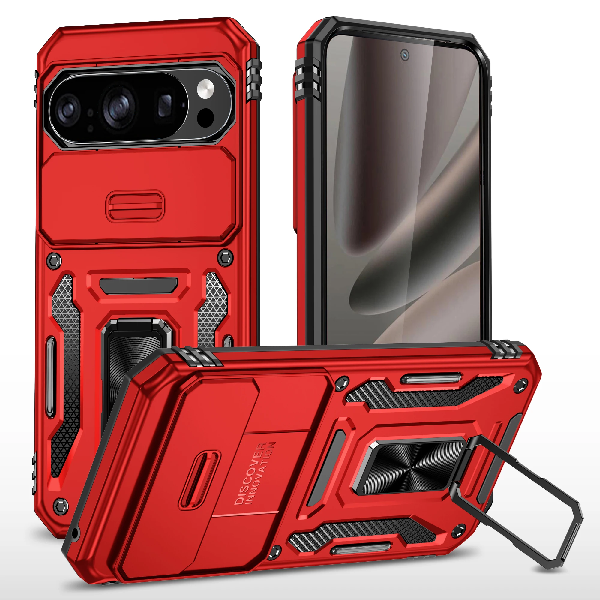 Funda protectora con cubierta deslizante para lente estilo mecha, para Google Pixel 7, 8, 9, 10, 9A PRO, 10PROXL, con correa anticaída y soporte para teléfono