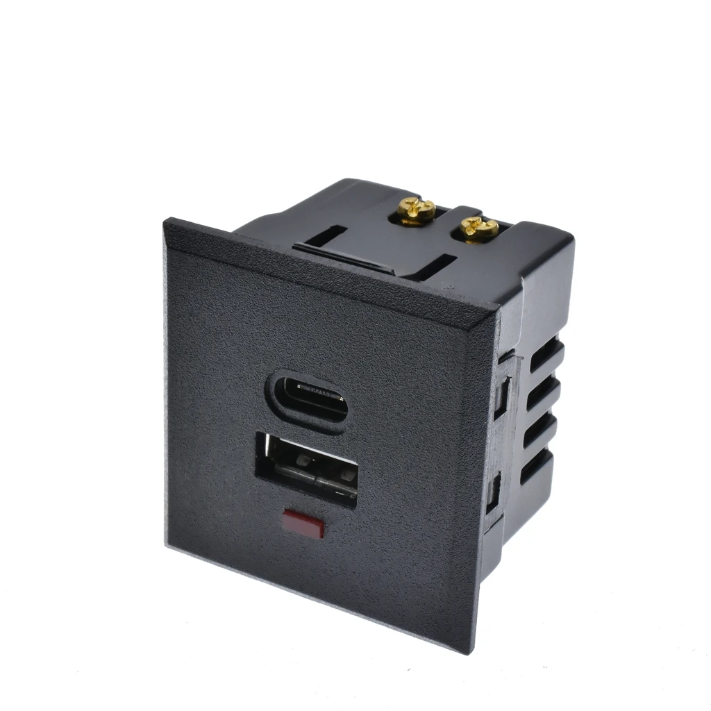 USB + typ C zasilanie prądem zmiennym gniazdo wbudowany pulpit gniazdo ładowania DC Panel zasilania moduł wylot 5V 220V ze wskaźnikiem LED